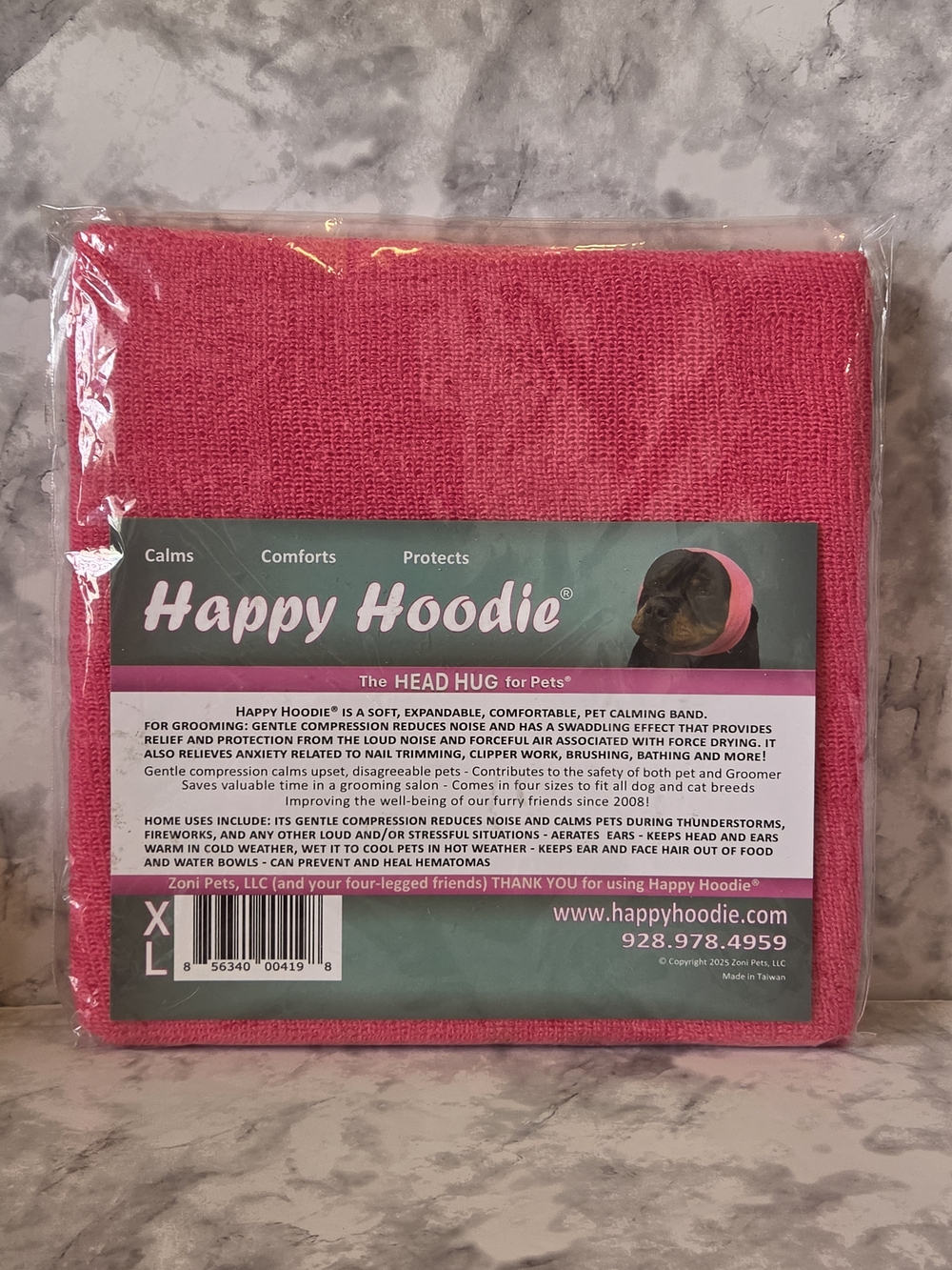 Happy Hoodie Head Hug for Pets - Bright Pink, XL Head Girth 16-27”